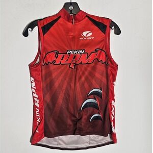 Voler Pekin RPM Womens Medium Cycling Jersey Sleeveless Red Club Raglan USA Made